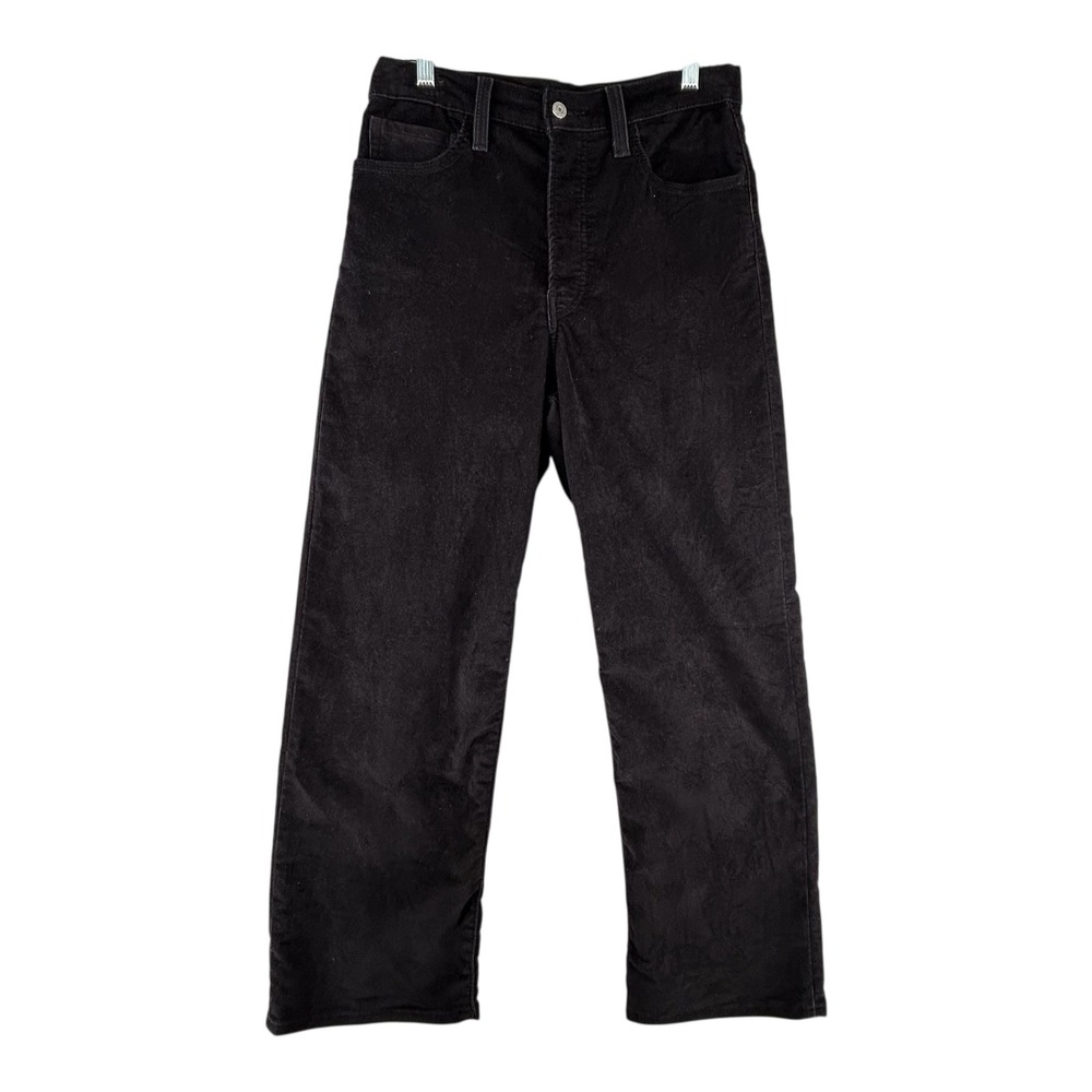 Levi's Ribcage Straight Ankle Corduroy Button Fly Womens Jeans Black W30‎ L27
